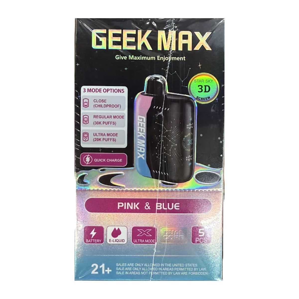 GEEK MAX PINK & BLUE VAPE DISPOSABLE - disposables vape | U.W.I Universal Wholesalers INC. GEEK MAX PINK & BLUE VAPE DISPOSABLE - disposables vape | U.W.I Universal Wholesalers INC.