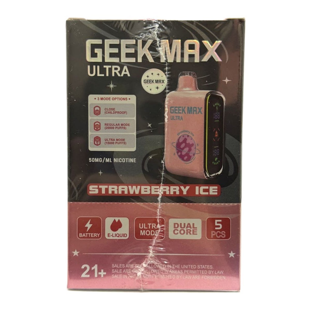 GEEK MAX ULTRA STRAWBERRY ICE VAPE DISPOSABLES - disposables vape