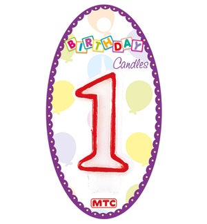 MTC #PF-6900 NUMERAL CANDLE WHITE & RED