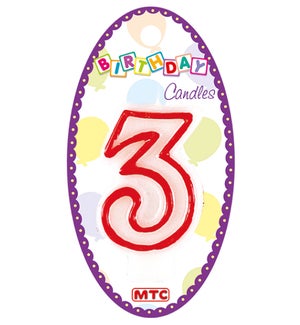 MTC #PF-6902 NUMERAL CANDLE WHITE & RED