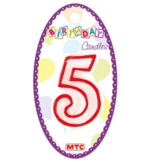 MTC #PF-6904 NUMERAL CANDLE WHITE & RED