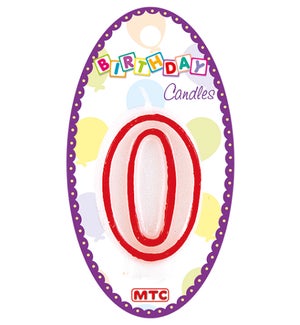 MTC #PF-6913 NUMERAL CANDLE WHITE & RED