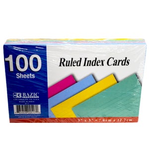 BAZIC #517 INDEX CARD RULED COLORED