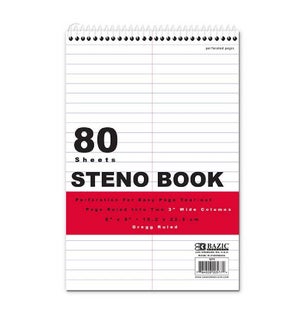 BAZIC #577 STENO BOOK, WHITE PAPER GREGG RULED