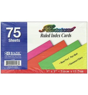 BAZIC #596 INDEX CARDS, COLORED RULE