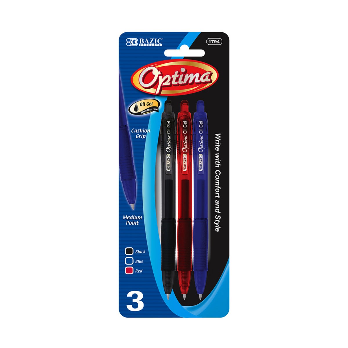 BAZIC 1794 OIL GEL PEN, OPTIMA pens U.W.I Universal Wholesalers INC.