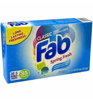 FAB FABRIC SOFTNER SHEETS #2126 CLASSIC SPRING
