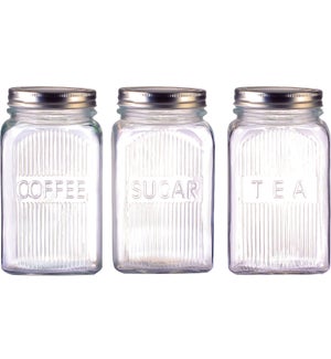 GLASS CANISTER #CH26919, COFFEE/TEA/SUGA