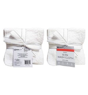 WASH CLOTH #PA76551A-WT WHITE 12X12