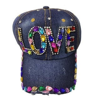 BASEBALL HAT #DCY101 LOVE MIX STONE JEANS
