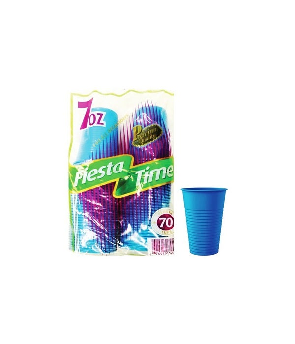 7OZ BLUE PLASTIC CUPS 36/70CT
