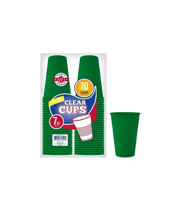 7OZ GREEN PLASTIC CUPS 36/70CT
