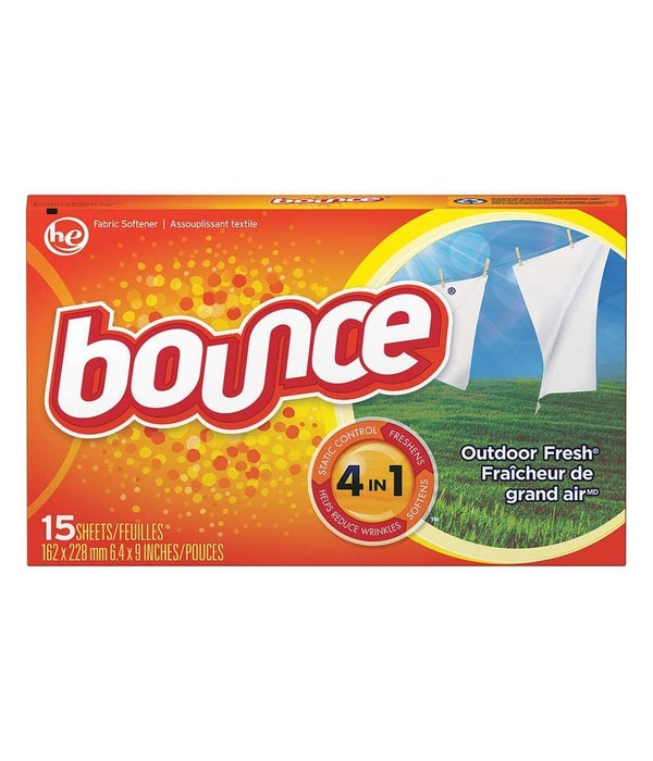 BOUNCE DRYER SHEETS OUTDOOR FRESH 15/15CT 