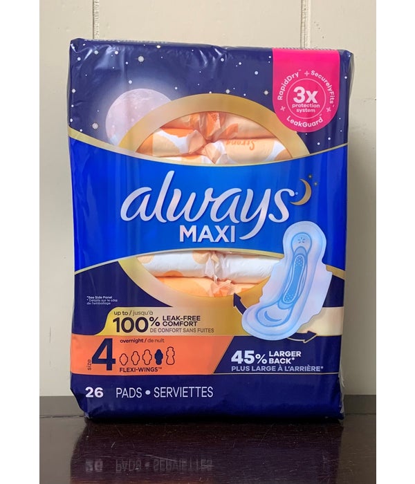 ALWAYS ULTRA THIN OVERNIGHT W/WINGS 6/26CT