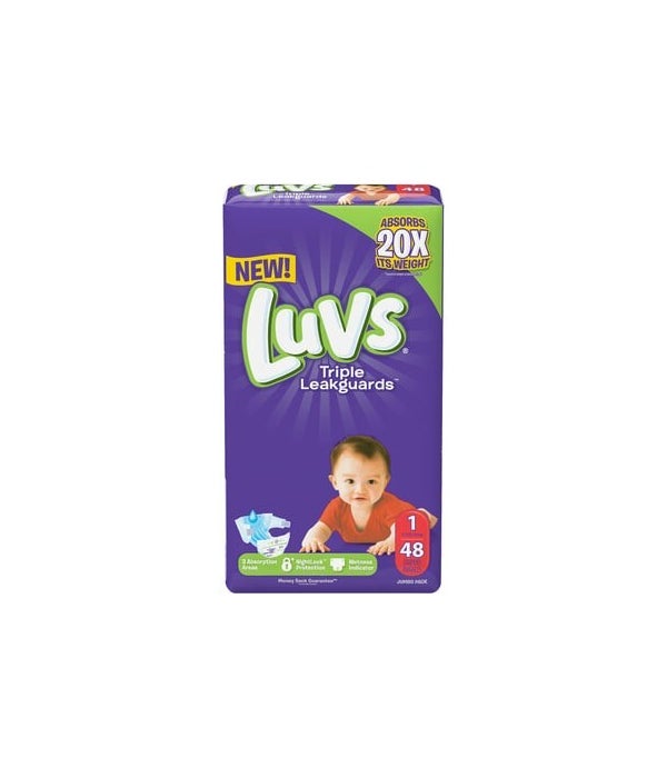 LUVS BABY DIAPERS SIZE 1 2/48CT