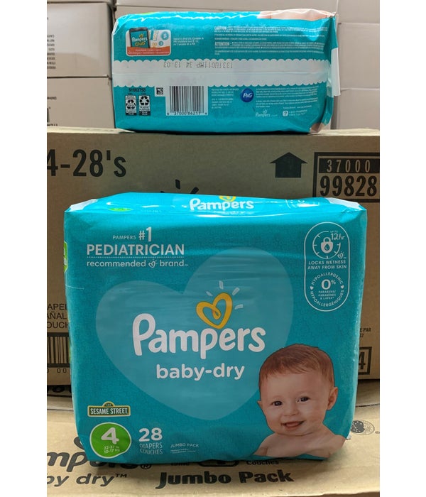 PAMPERS DIAPERS SIZE 4 4/28CT