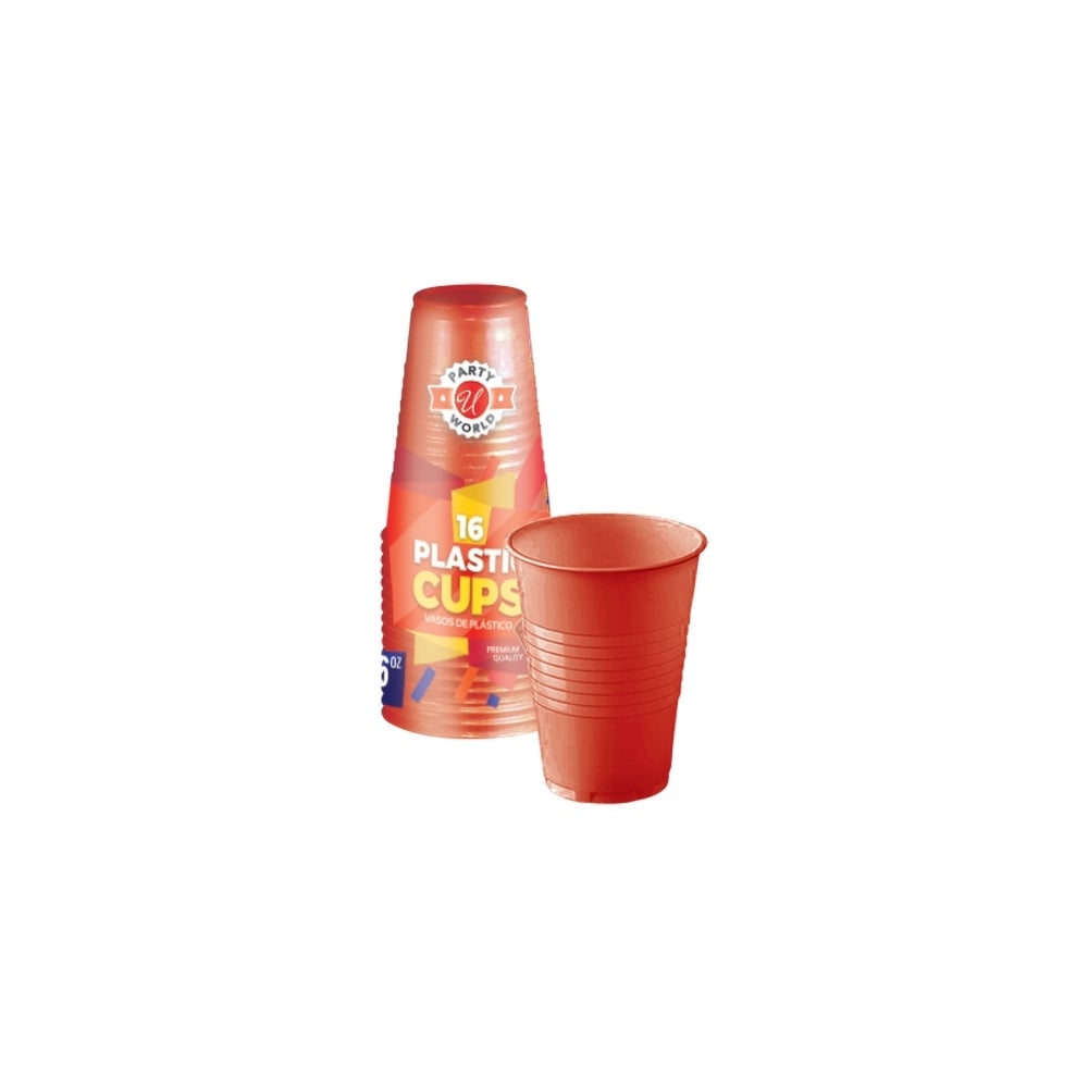 16OZ RED PLASTIC CUPS 48/16CT