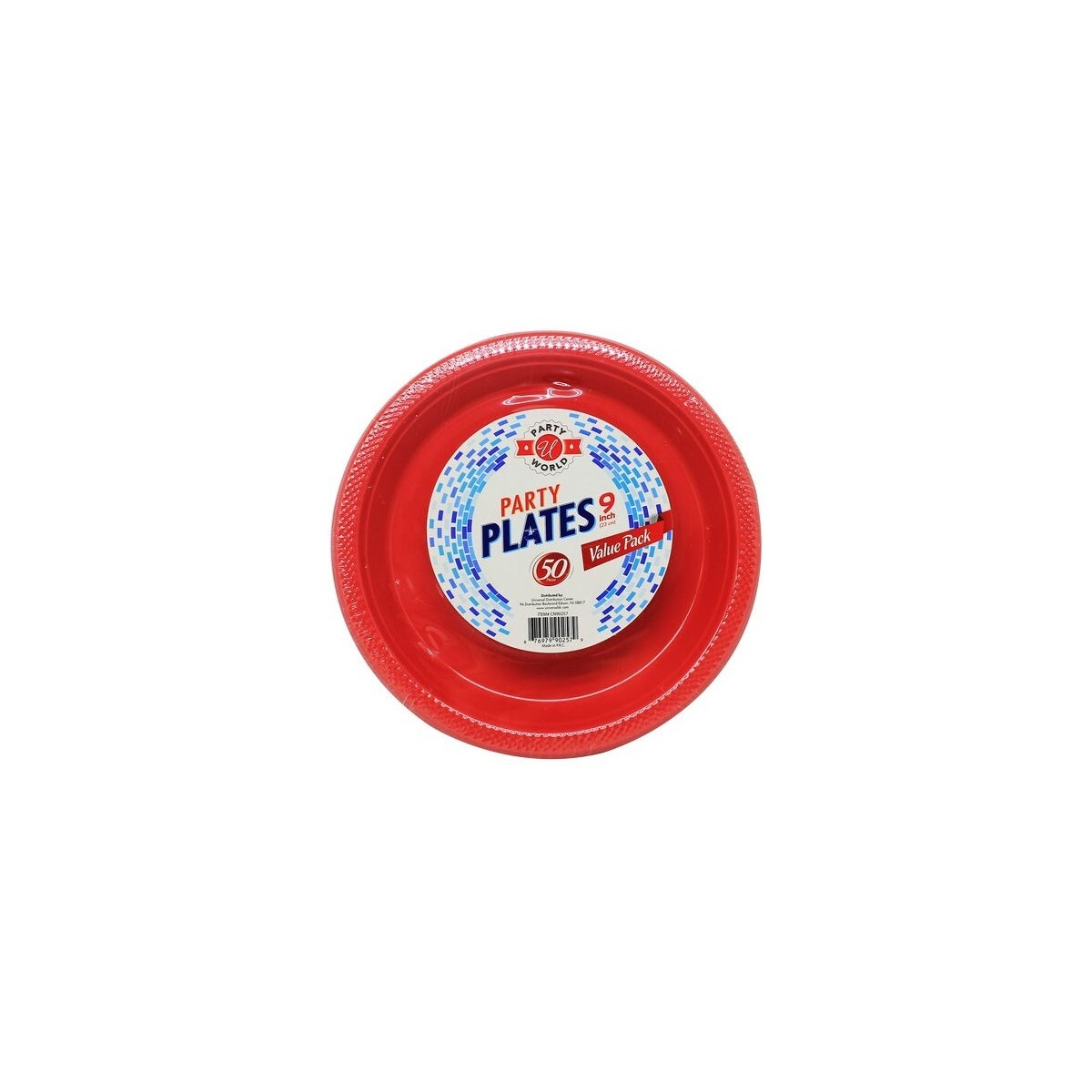 9" RED PLASTIC PLATE 12/50CT