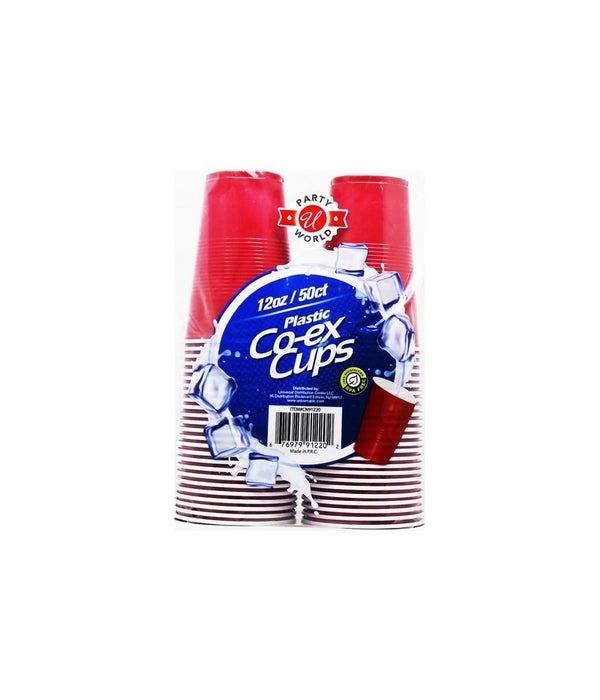 12OZ PLASTIC CUPS RED 12/50CT