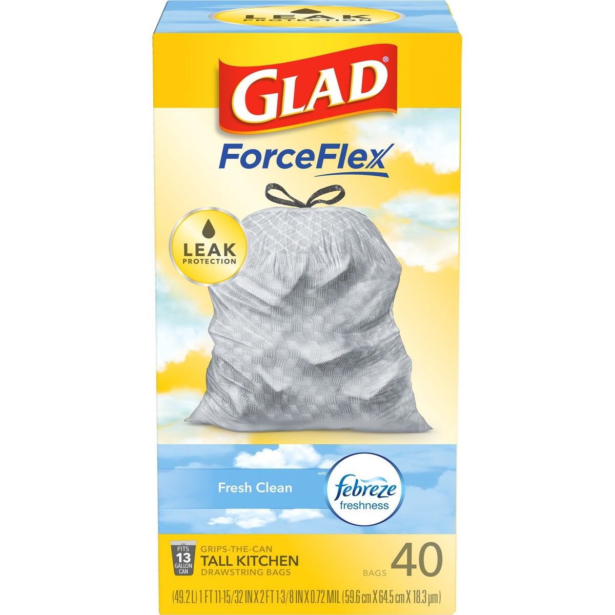GLAD FORCE FLEX CLEAN FRESH 6/40CT