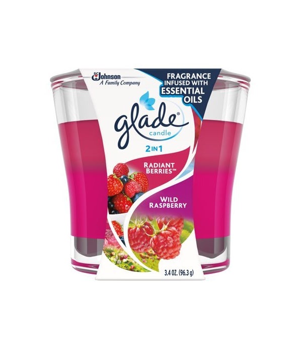 GLADE SCENTED CANDLES 2&1 BERRIES&RASPBERRY 6/3.4OZ