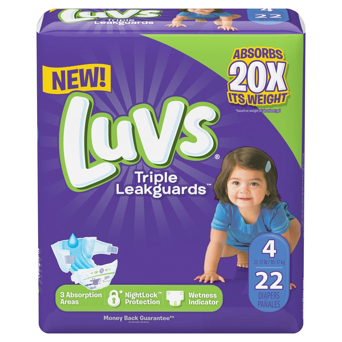 LUVS DIAPERS TRIPLE LEAK GUARD 4/22CT
