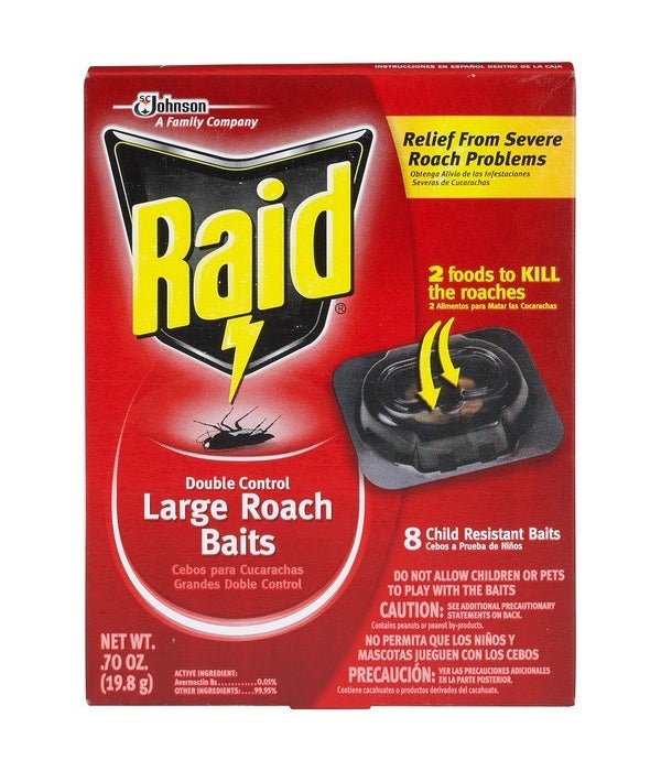 RAID LARGE ROACH DOUBLE CONTROL BAITS 6/8CT