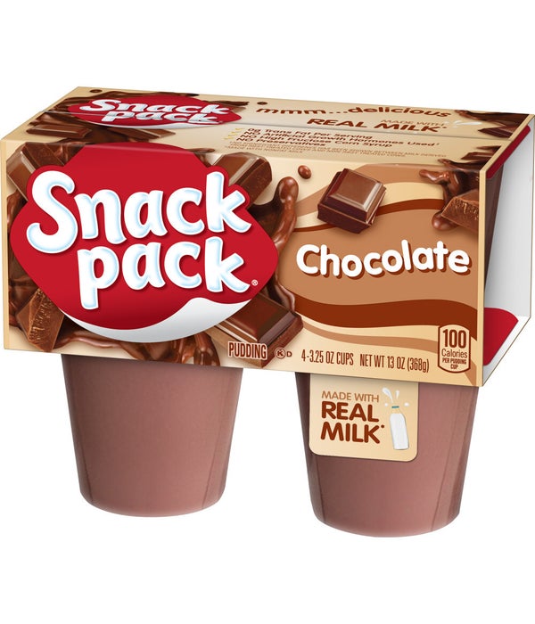 SNACK PACK CHOCOLATE PUDDING 12/3.25OZ