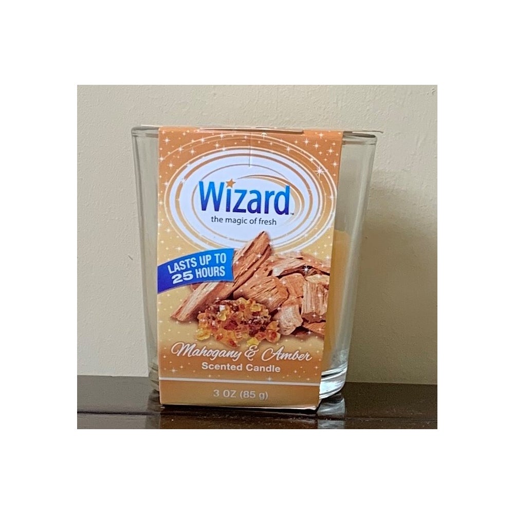 WIZARD SCENTED CANDLE MAHOGANY&AMBER 12/3OZ