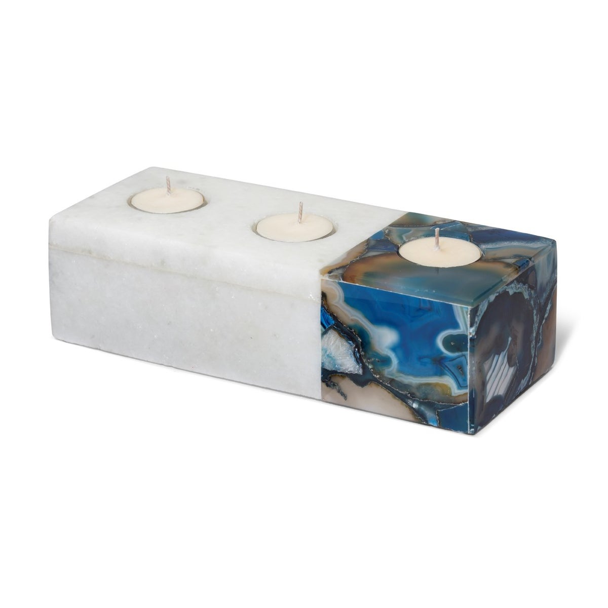 Vita Tealight Holder - Polished Marble, Blue Agate