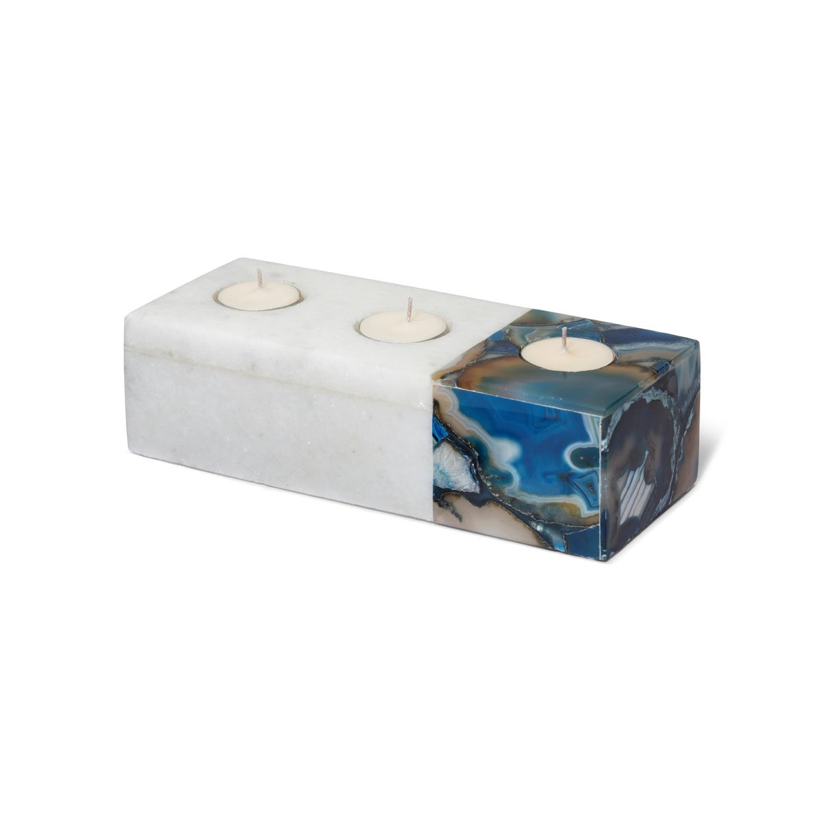 Vita Tealight Holder - Polished Marble, Blue Agate