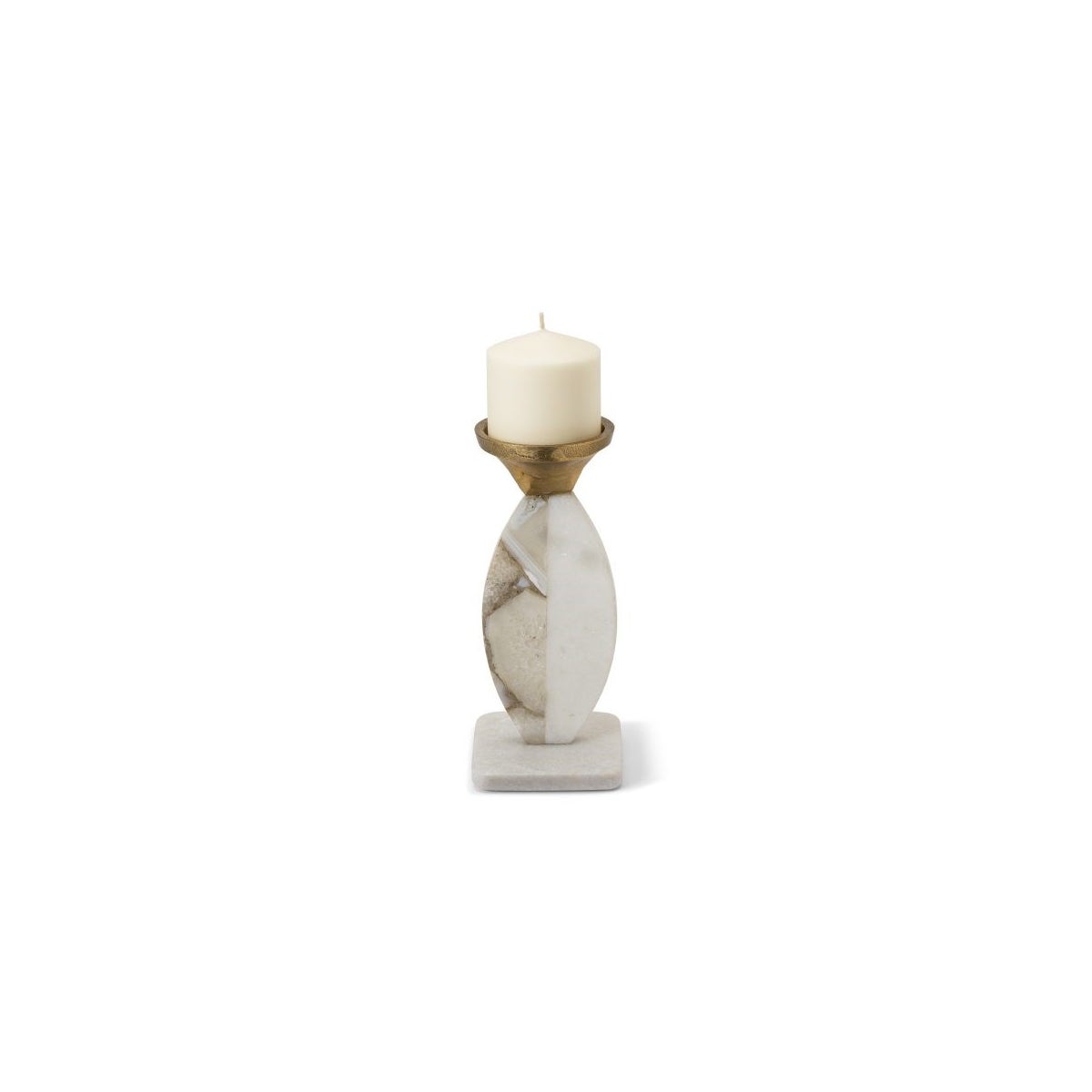 Vita Candle Holder - Polished Marble, Blue Agate
