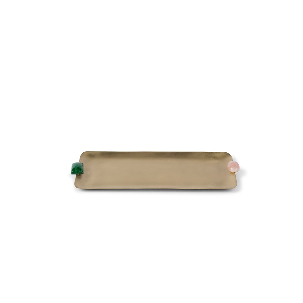 Soba Tray (Sm) - Satin Brass w/ Natural Stone Detail