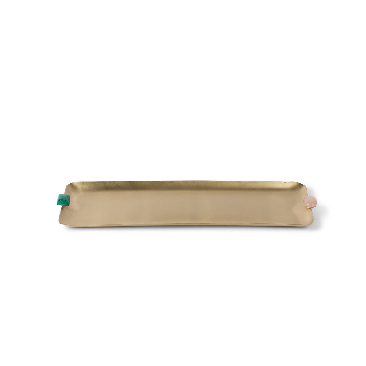 Soba Tray (Lg) - Satin Brass w/ Natural Stone Detail