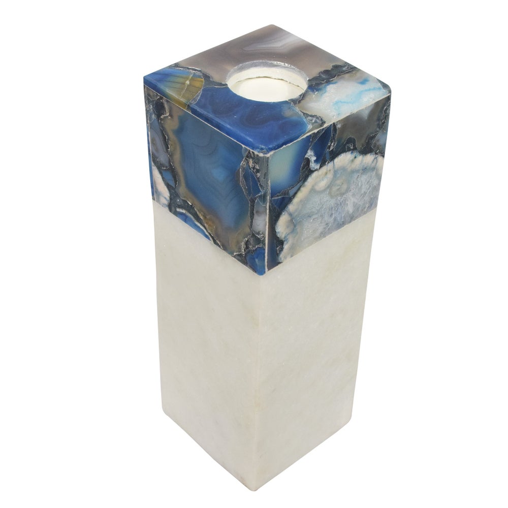Adria Candle Holder Tall - Agate & Marble