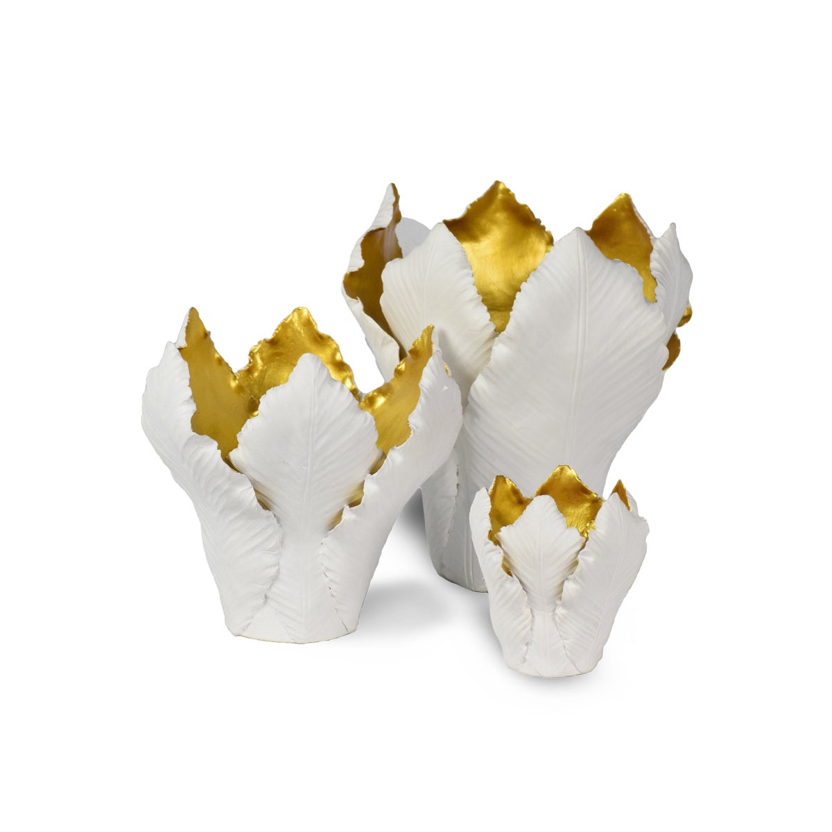 Kobu Candle Holder Set - White & Old Gold