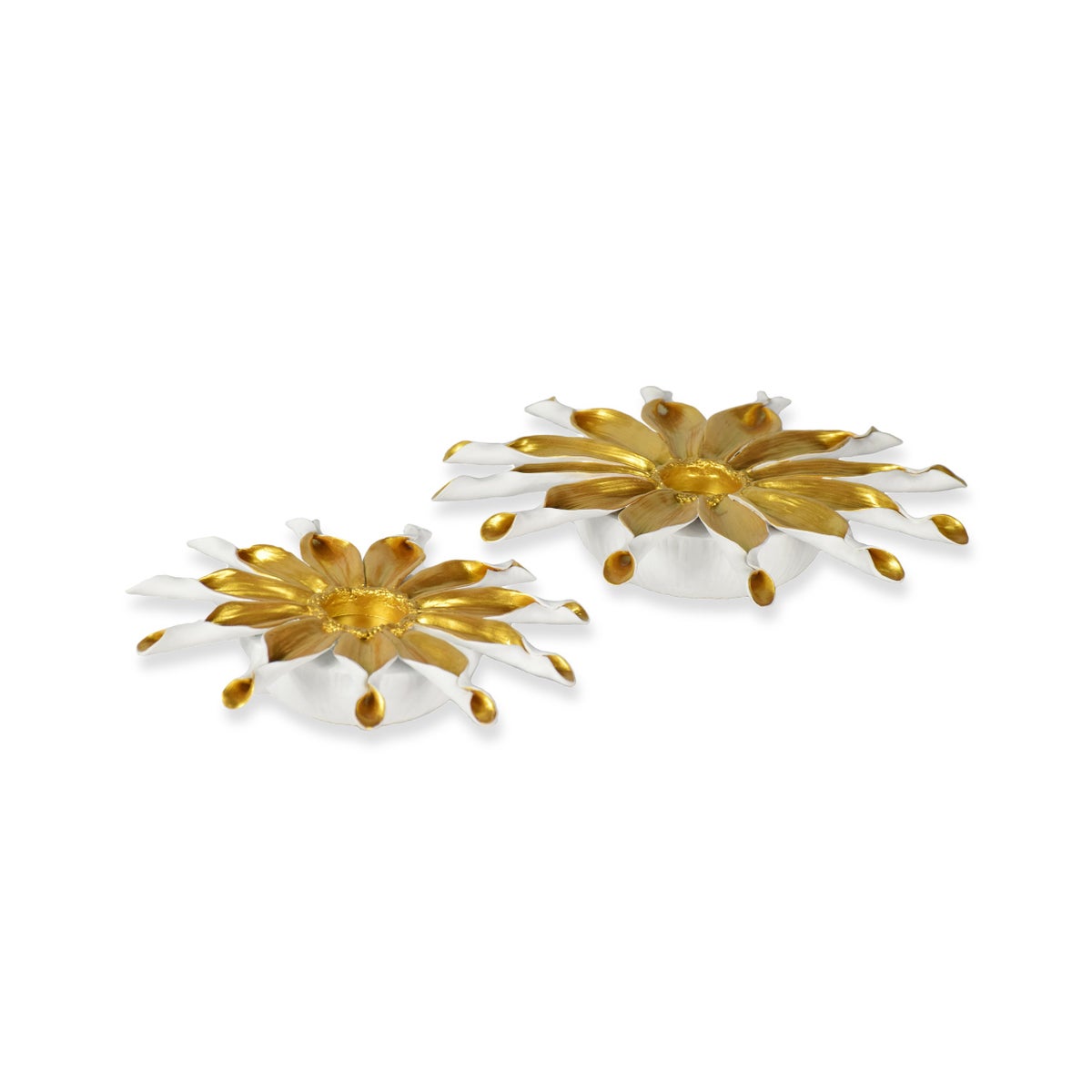 Nomi Candle Holder Set - White & Old Gold