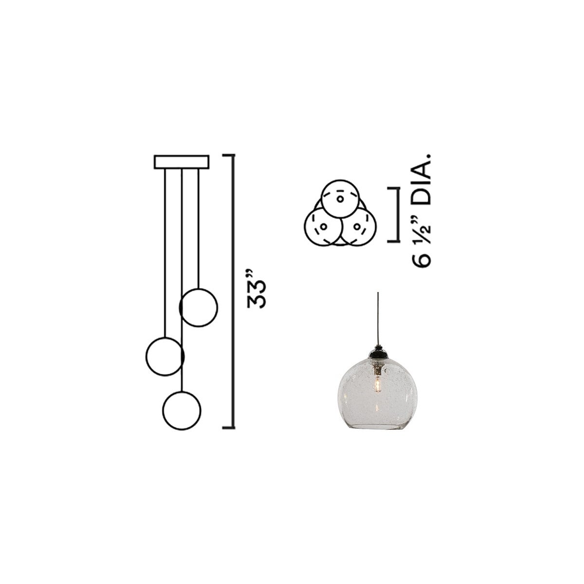 Systo Tramonto 03 Trio Chandelier Round