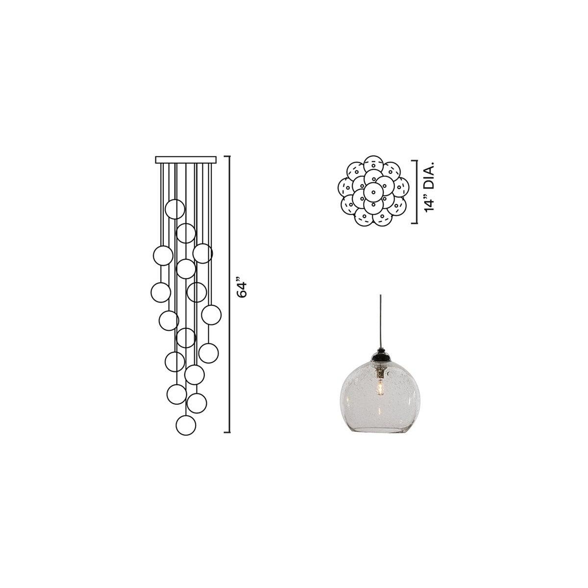 Systo Tramonto 16 Chandelier Round