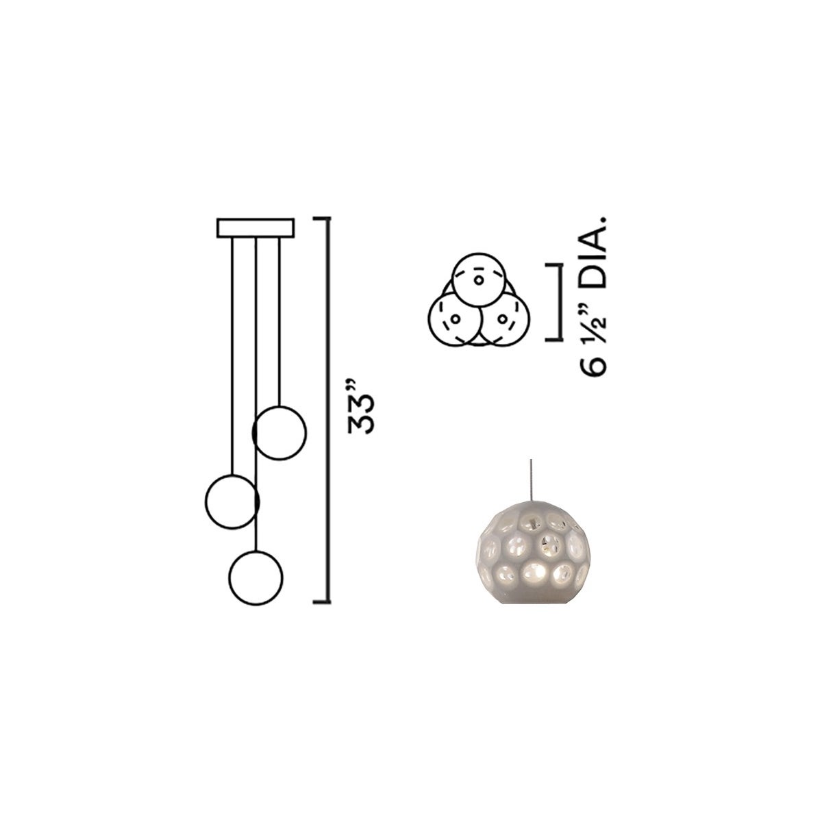 Systo Petra 03 Trio Chandelier Round