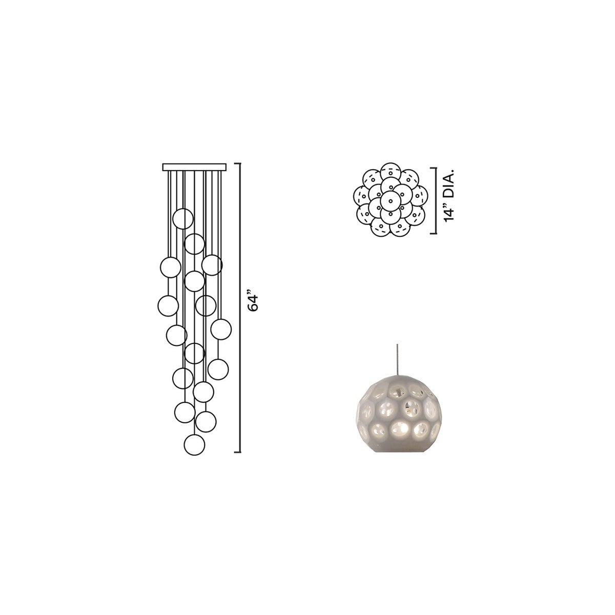 Systo Petra 16 Chandelier Round