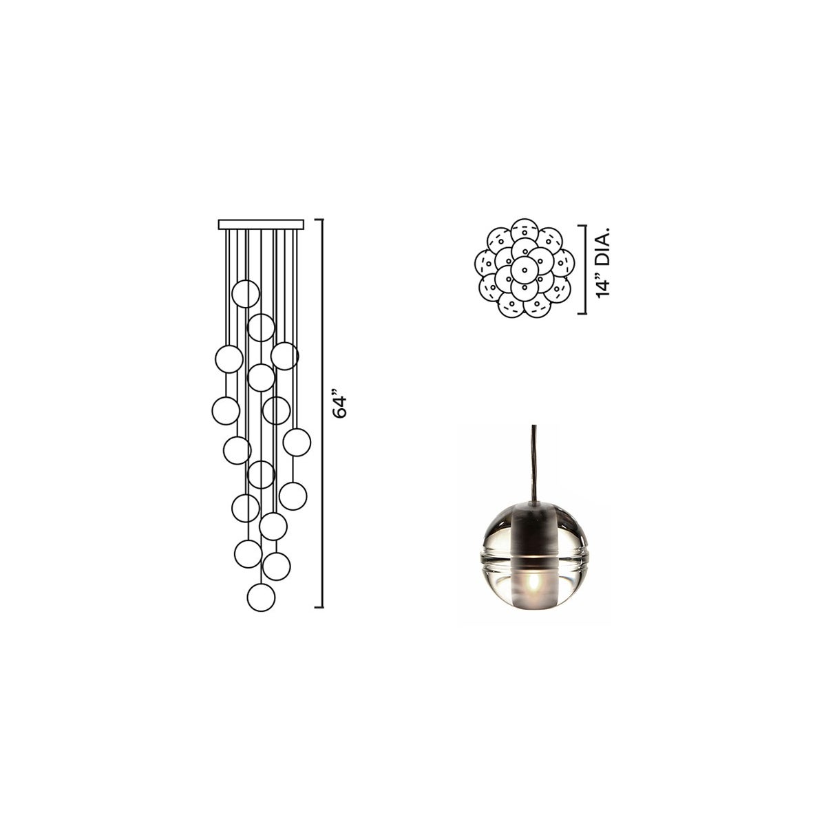 Systo Pallino 16 Chandelier Round