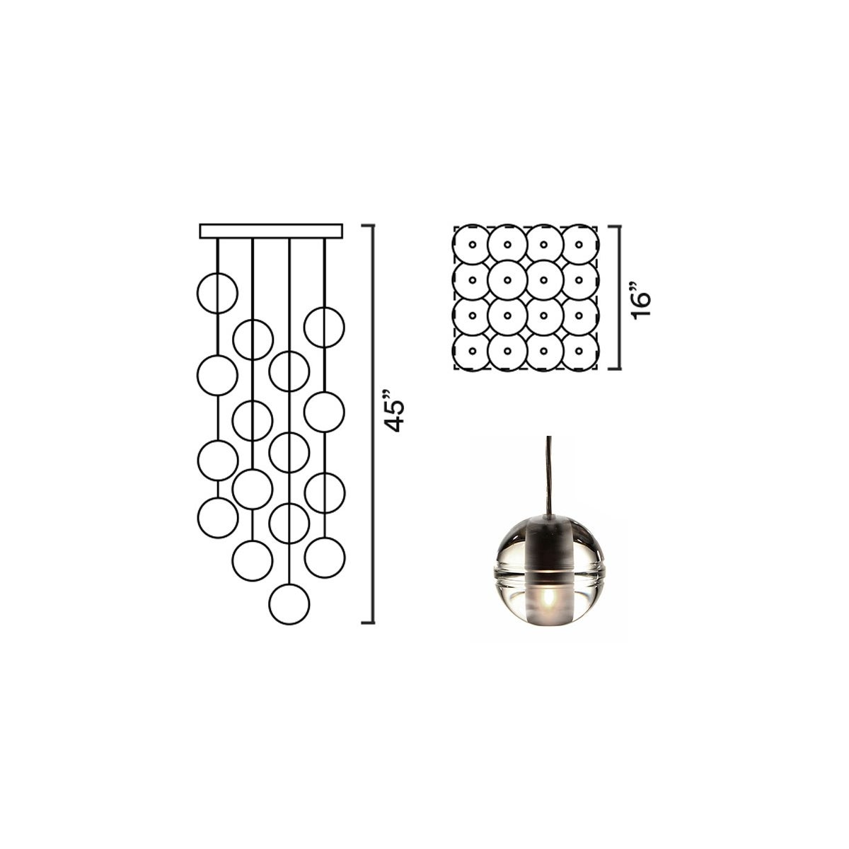 Systo Pallino 16 Chandelier Square