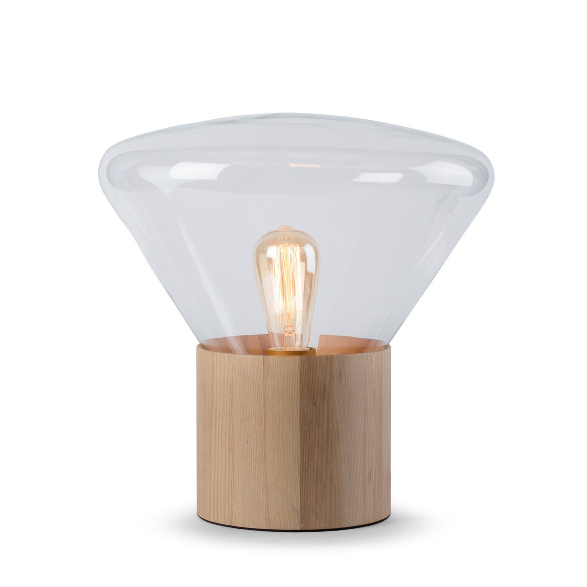 Yoko Lamp - (Small) - Natural Wood, Clear Glass