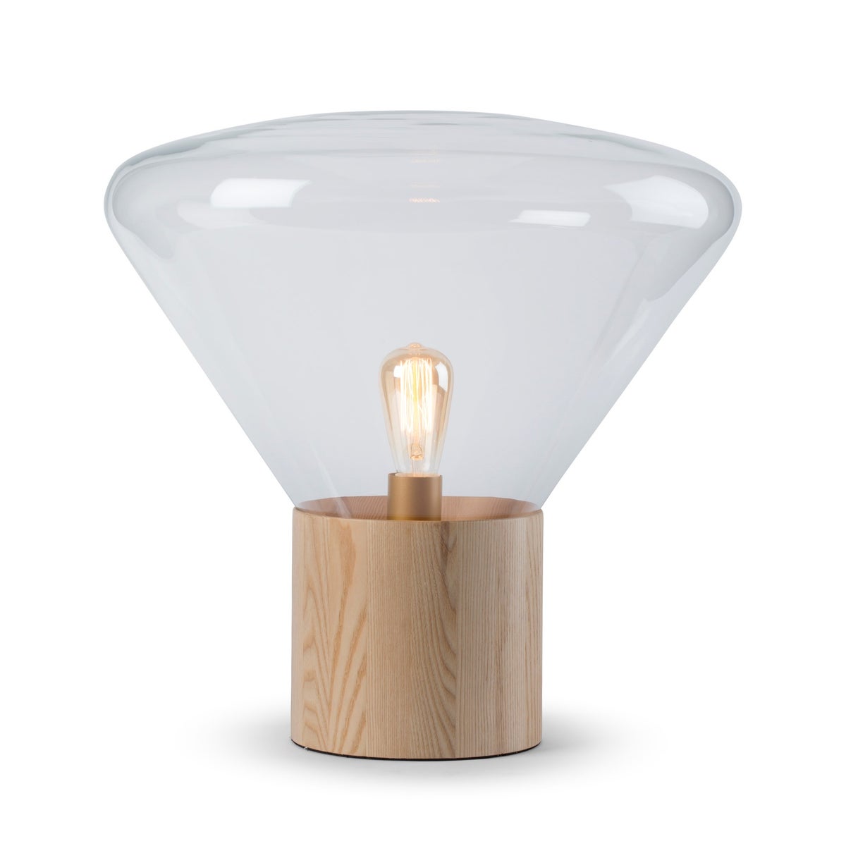 Yoko Lamp - (Medium) - Natural Wood, Clear Glass