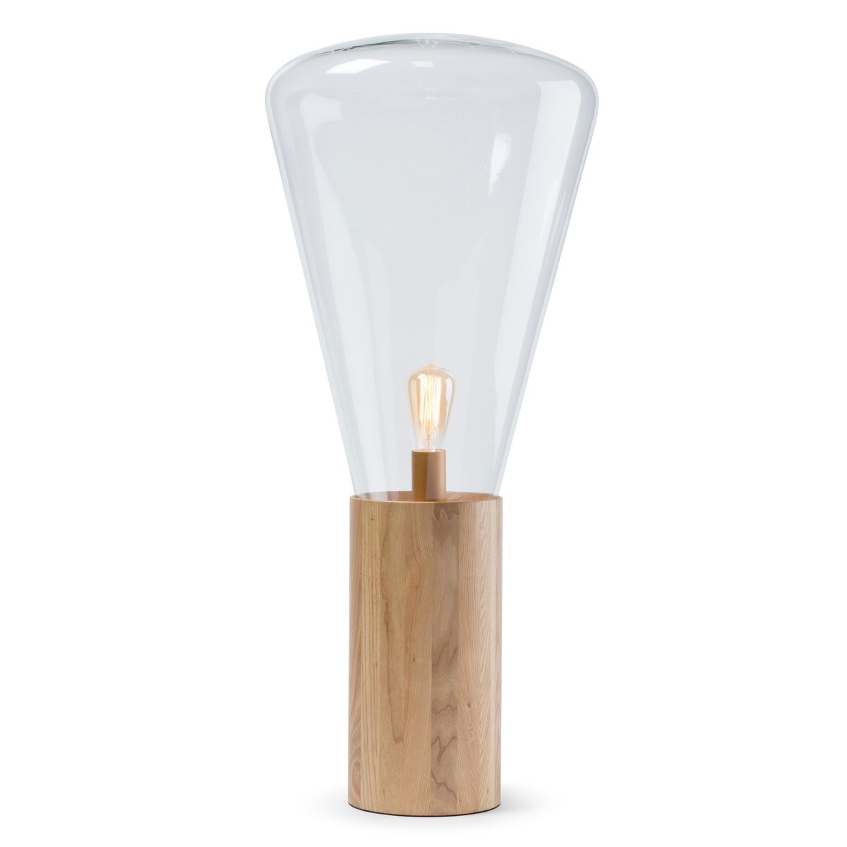 Yoko Lamp - (Large) - Natural Wood, Clear Glass