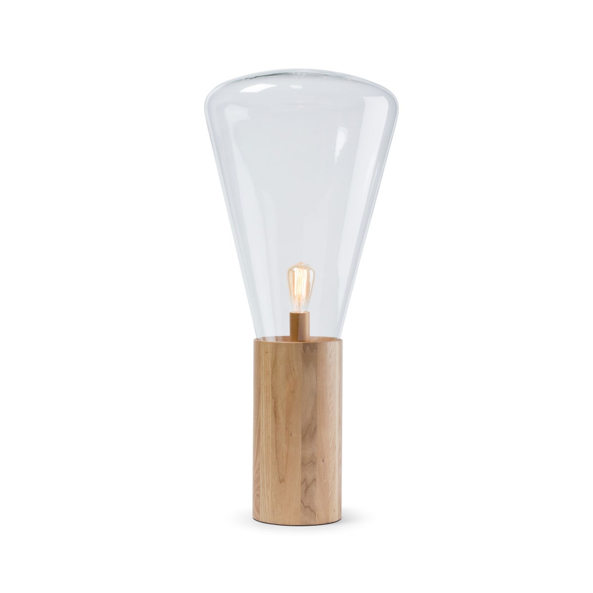 Yoko Lamp - (Large) - Natural Wood, Clear Glass