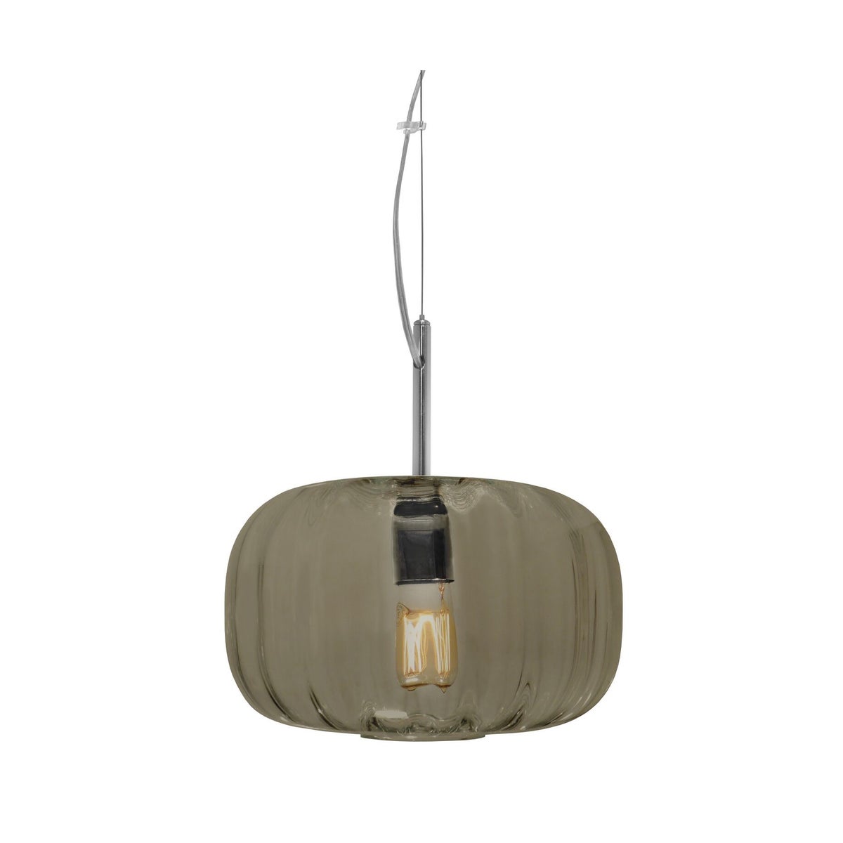 Lady Di Flat Pendant - Nickel, Smoke Green Lineo Glass