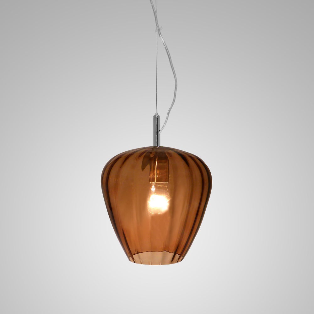 Hermione Pendant (Sm) - Nickel, Brown Lineo Glass