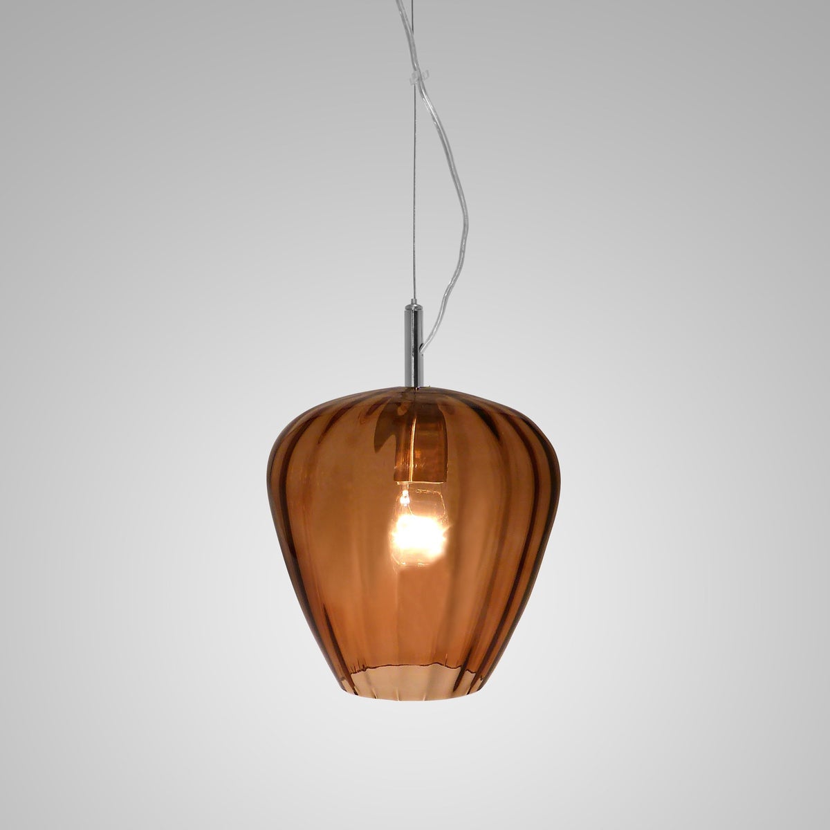 Hermione Pendant (Sm) - Nickel, Brown Lineo Glass